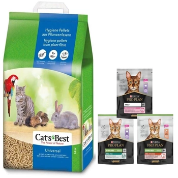 Rettenmaier Polska JRS Cats Best Universal 20l/11kg + ingyenes PRO PLAN felnőtt macskaeledel 400g - véletlenszerű szállítás
