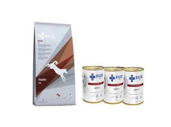 TROVET HLD Hepatic kutyáknak 12.5kg + ENZO VET Hepatic kutyák májbetegségeihez 3x400g